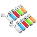 K&ZZ 10 Pack 32GB USB Stick, USB Drives Bulk Pack 32 GB Flash Drive Memory Stick Cle USB Thumb Drive for USB Storage, Multicolored (Green/Orange/Red/Silver/Blue)