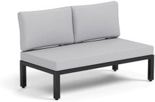 PHI VILLA Outdoor 2-Seat Sofa Conversation Sets Patio Metal Loveseat Couch for Bistro, Backyard, Garden