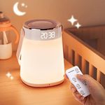 ALACRIS Nursery Night Light for Babies, LED Table Lamps for Kids Breastfeeding and Sleep Aid, Timing and Temperature Display, USB Rechargeable Lamp, Soft Warm Night Light, Blush Pink