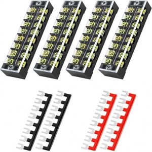 BlueStars 4 Packs 8 Positions Terminal Strip Blocks 600V 25A with Cover and 4 Packs 400V 25A 8 Positions Pre-Insulated Terminals Barrier Strip Used for Home Electrical Project