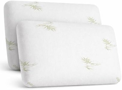 2 Pack Bamboo Memory Foam Pillow with Removable Bamboo Cover – Cooling, Hypoallergenic Neck Support for Side Back Stomach Sleepers, Size - 60 x 40 x 12cm