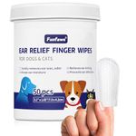 Funfawn Pet Ear Relief Finger Wipes for Dogs & Cats - Disposable Dog Ear Cleaner Wipes - Remove Wax Dirty and Odor - Relieve Ear Itching and Inflammation - Safe Natural Ingredients - 50 Count