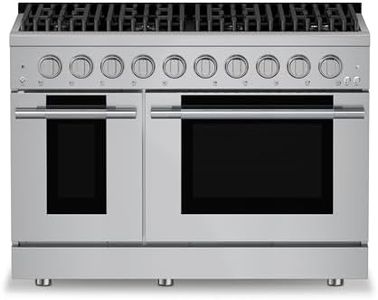 Hauslane 48" Gas Range in Stainless Steel, 8 Burners up to 20,000 BTU 6.7 cu. ft., Double Convection Oven with 5 Rack Positions, 5-Year Warranty, Convertible NG/LP Cool-Touch Triple-Layer Door
