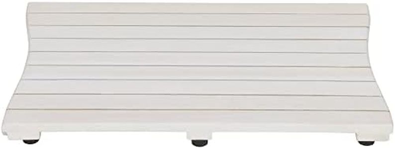 EcoDecors 23" x 15" Teak Shower Mat, Waterproof Bath Mat, Antique White