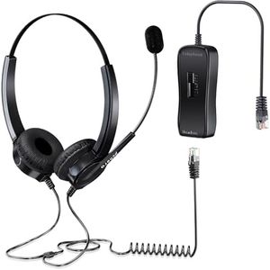 PChero Auriculares Teléfono Fijo con Microfono, Auriculares con 4-Pin RJ9 Jack y Mic cancelación de Ruido para Mayoría Teléfonos Fijos Cascos ShoreTel Polycom