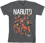 Bioworld Naruto Character Squad Youth Charcoal Gray Graphic Tee-S