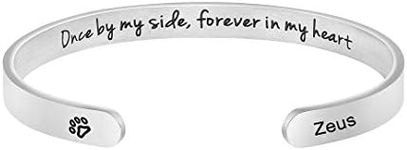 Delicate Dog Memorial Cuff Bracelets Remembrance Loss of Pets Jewelry Sympathy Gifts for Dogs Lover Women Teen Girl Daughter Wife Sister Friends Engraved Pets Name Zeus