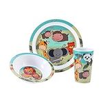 Animal 3Pcs Coloured Dining Set - Plate, Bowl and Tumbler Dinnerware Set for Children, BPA Free