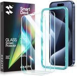 SmartDevil 3 Pack Screen Protector for iPhone 15 Pro Max 6.7-inch, 9H Tempered Glass Protector with Easy Installation Frame, Bubble Free, Case-Friendly