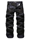 APTRO Men's Cargo Pants Multi-Pockets Work Pants Black Camo 34