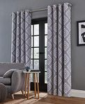 Catherine Lansfield Aztec Eyelet Curtains Silver, 66x54Inch