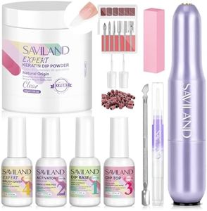 SAVILAND Clear Dip Powder Nail Kit with Electric Nail Drill: 60g/2.1oz Clear Dipping Powder for Nails with Dip Nail Liquid Set Base Activator and Top Coat Brush Saver Builder Repair Kit Home Manicure