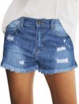 luvamia Women's Casual Mid Waist Denim Shorts Stretchy Ripped Frayed Raw Hem Hot Jean Shorts Campus Brights Size X-Large US (16-18)