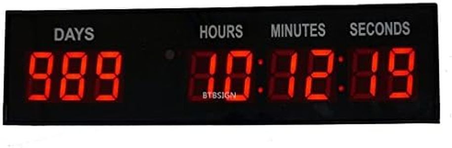 BTBSIGN LED Countdown Day Wall Clock Count Down/Up Safety Day with Wireless Remote 1.8inch 9Digits Red