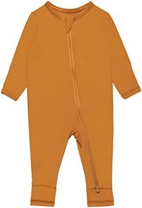GUISBY Rayon Rompers Baby, Rayon Footless Pajama, Long Sleeve Sleeper Pumpkin 0-3 Months