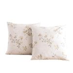 ECOCOTT 2 Pack Pillowcase Euro Size with Vintage Wash Painting Floral Pillow Cases Set, 100% Cotton Queen Pillow Covers Envelope Closure (Euro, 26"x26")