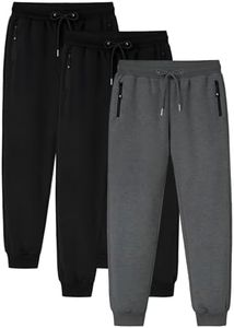 Gihuo 3 Pack Mens Athletic Pants Workout Sweatpants for Men Gym Running Sweat Pants Joggers with Pockets (US, Alpha, XX-Large, Regular, Regular, BlackBlackDarkGrey)