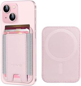 HiWe for MagSafe Wallet, Strongest Magnetic Wallet for iPhone 16/15/14/13/12 Series, 7 Cards Holder, Magnetic Phone Wallet, Leather Minimalist Slim RFID Wallet, 1 Slot, Pink