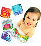 BabyBibi Floating Baby Bath Books Set of 4 - Bath Books for Babies, Infants - Waterproof, Mold-Free Bath Toys for Learning & Early Education (Set of 4 - Fruits, Alphabet & Numbers Books)