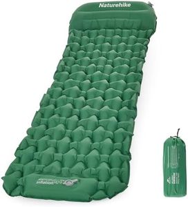 Naturehike Camping Sleeping Air Mattress with Pillow Built-in Foot Pump, Ultralight Inflatable Sleeping Pad for Backpacking, Hiking, Traveling(Forest Green)