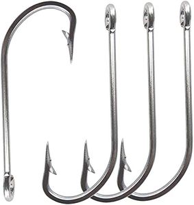 50pcs/lot Fishing Hooks Saltwater 420 Stainless Steel Fishing Hooks O' Shaughnessy Forged Trolling Saltwater Fishing Hooks Size 1/0~10/0(1/0(Pack of 50))