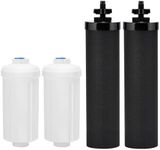 Kainasch Water Filter Replacement for Berkey, 2 Black Activated Carbon Filters and 2 Fluoride Filters Compatible with Berkey Big, Light, Imperial, Travel, Crown, Royal Series（4pack）