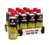3-IN-ONE Silicone Lubricant 400ml, Quick Drying Silicone Spray for Windows, Doors, Rails, Bearings and Rubber Parts, No-Mess Waterproof Spray Formula (12x 400ml)