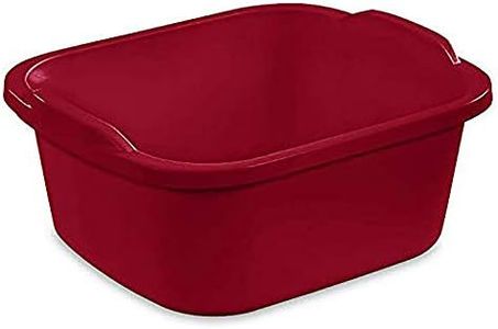 Tribello Plastic Wash Tub Dishpan Basin and Foot Bath for Soaking Feet, Laundry Hand Wash Bucket, Dish Pans for Washing and Storage Cleaning Supplies - 12 Quarts - Heavy Duty - Made in USA (Red)