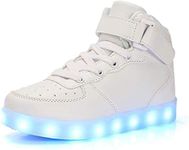 LED 7 Colors Light up Shoes Kids Boys Girls USB Charging Low Top Sneakers Flashing Shoes Toddler Casual Shoes Christmas Halloween Best Gift birthday present. White