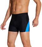 DEVOROPA Men's Athletic Swim Jammers Square Leg Compression Swim Brief Trainning Swimsuit Quick Dry Bathing Swimming Shorts Black/Blue S