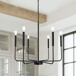 LJHhowe Black Chandelier Ceiling Lights 6 Light Dining Room Light Fixtures Farmhouse Kitchen Light Fixtures Ceiling Hanging Pendant Light for Bedroom, Living Room, Foyer