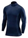 TCA Boys' SuperThermal Compression Base Layer Football Running Top Long Sleeve Thermal - Mock Neck - Navy Eclipse, 12-14 Years