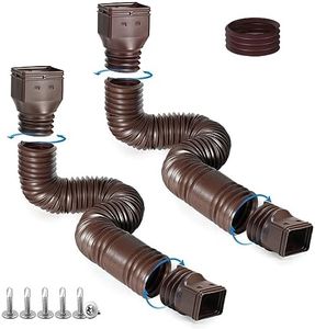 plusgutter 2 Pack Rain Gutter Downspout Extensions, Flexible Downspout Extender with 58"+68" Extendable Pipes for Rain Water Drainage, Durable Down Spout Drain Extension with Connector (Brown)