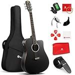 Vangoa Electric Acoustic Guitar 41 Inches 4 Band EQ Cutaway Full Size Electro-acoustic Guitar 4/4 with Beginner Kits, Upgraded, Black