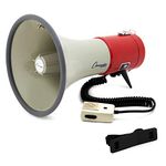 Champion Sports Megaphone with Siren, Handheld Microphone, Shoulder Strap, 1200 Yard Range - Powerful Bullhorn Loudspeaker with Adjustable Volume Control for Sport Events, Concerts, Crowd Control