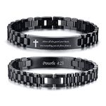 VNOX Personalized Religious Jewelry-Engraved Inspirational Christian Faith Bible Verse Quote Wristbands Elegant Link Bracelet Encouragement Gift,Cassic Watch Band Strap Design, 8.2 inches, Stainless