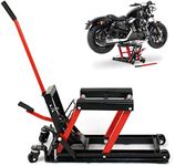 Hydraulic Motorbike Motorcycle Lift, Foladable Motorcycle Jack Maximum Load 680 Kg, Assembly Mounting Stand Jack Lift Rubberised Carrying Surfaces, Quad Lift Jack for Hobby and Workshop (Red)