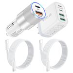 38W iPhone 16 Car Charger USB C Fast Charging,iPhone 16 Pro Max Car Charger Adapter,PD&QC3.0 Fast Type C Car Charger for iPhone 16 15 Pro Max,iPad,Samsung,with 6FT USB C Cable & USB C Wall Charger