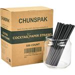 Black Paper Straws 5.75 inch - 500 Bulk Biodegradable Paper Drinking Straws, Stir Sticks, Sip Straws for Coffee and Cocktails