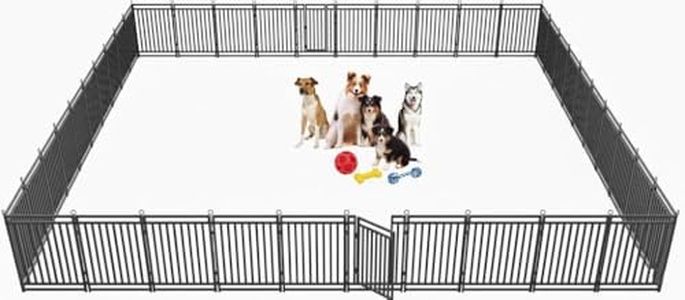 Petorldog Dog Fence Outdoor Indoor, 47 Inch Height 40 Panels Dog Playpen for Large/Medium/Small Dogs Metal Dog Pen for Yard Camping and RV | Black-Silver