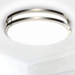 Depuley 30W Flush Mount Ceiling Lights, 3000K~6000k 3 Colors Dimmable Ceiling Lighting, 14Inch Nickel Ceiling Lights Fitting with Remote Control for Kitchen, Living Room, Bedroom, Hallway