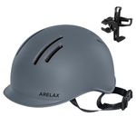 ARELAX Bike Helmet, ABS Ultra-Lightweight Bicycle Helmet with Light & Cup Holder & 2 Sets of Liner - Safety Certified for Bicycle Skateboard Road Bike Skating Roller Helmet for Adult Men Women