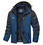 TACVASEN Winter Jacket Men Waterproof Skiing Jacket Fleece Snowboarding Warm Outdoor Jacket Mens Ski Jacket Denim Blue Parka