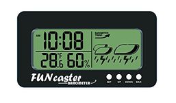 FUNcaster Barometer Golf Cart Ambient Weather Clock Boat Office Home w Time Temperature Humidity and Weather Forecast in Large Easy to See Size AAA Batteries Included