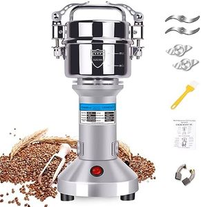 Greatrue 150g Electric Grain Mill Grinder, 304 Stainless Steel Grain Mill, 1500W High Speed Spice Grinder, Electric Grain Mill for Dry Wheat, Oats, Corn, Pepper and Coffee Beans