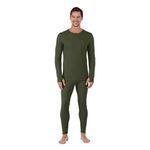 Cuddl Duds Thermal Underwear Long Johns for Men Fleece Lined Cold Weather Base Layer Top and Leggings Bottom Winter Set, Hunter Green, Medium