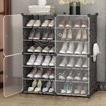 HOOBRO DIY Portable Shoe Rack Organizer/Multi-Purpose Shelf Storage Cabinet Stand Expandable for Heels, Boots, Slippers Plastic Portable and Folding Shoe Rack