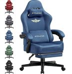 GTPLAYER Fabric Gaming Chair, Ergonomic Computer Chair with Footrest and Lumbar Support Height Adjustable Home Office Chair with 360°-Swivel Seat and Headrest