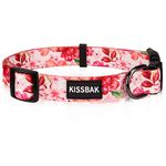 KISSBAK Dog Collar for Medium Dogs - Cute Small Medium Large Girl Dog Pet Collar Soft Adjustable Fancy Floral Sunflower Boy and Girl Puppy Dog Collar (M, Pink Poeny)