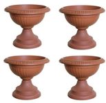 Round Grecian Classical URN Patio Pots 42 CM Flower Planter Outdoor Or Indoor Plant Plastic Base Home Office Garden Wedding Flower Porch Front Door Planter Set Of 4 (TERRACOTTA)